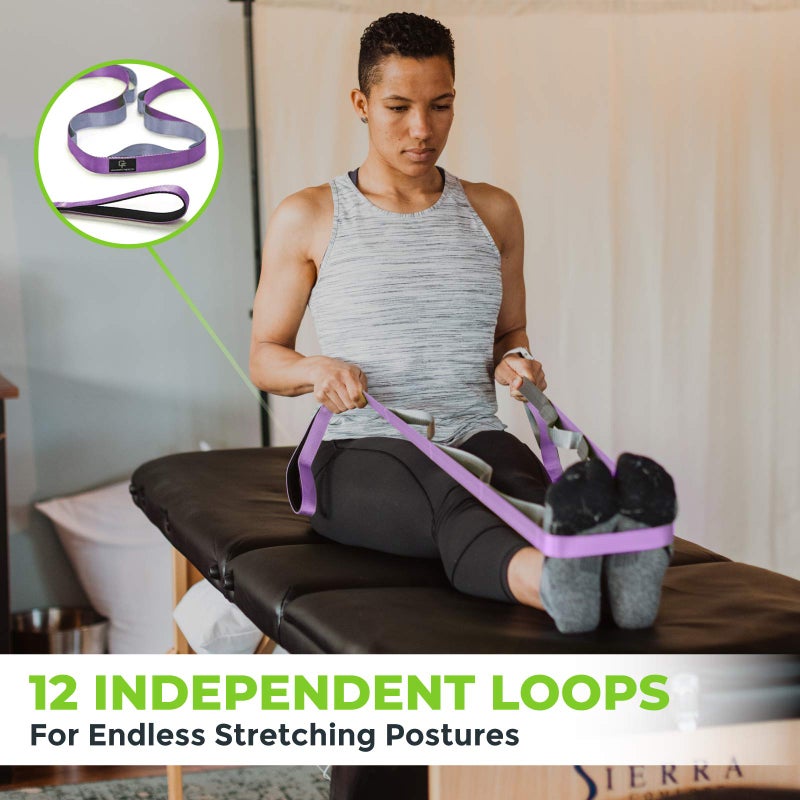 Gradient Fitness Stretching Strap for Physical Therapy, 12 Multi-Loop Stretch Strap 1" W x 8' L, Neoprene Handles, Physical Therapy Equipment, Yoga Straps for Stretching, Leg Stretcher (Purple) - Image 4